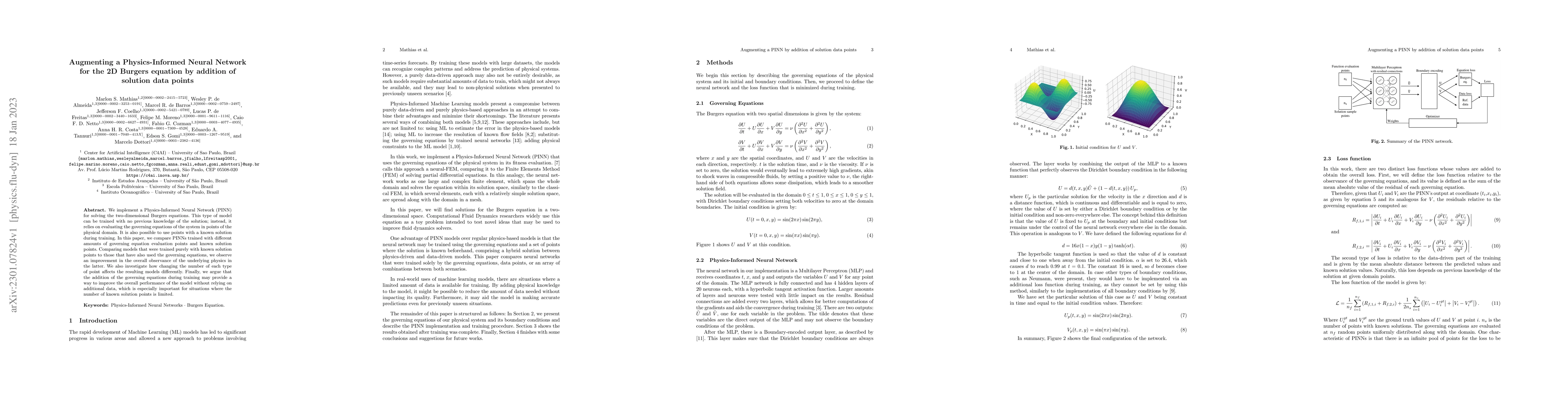 Thumbnail for Augmenting a Physics-Informed Neural Network for the 2D Burgers Equation
  by Addition of Solution Data Points