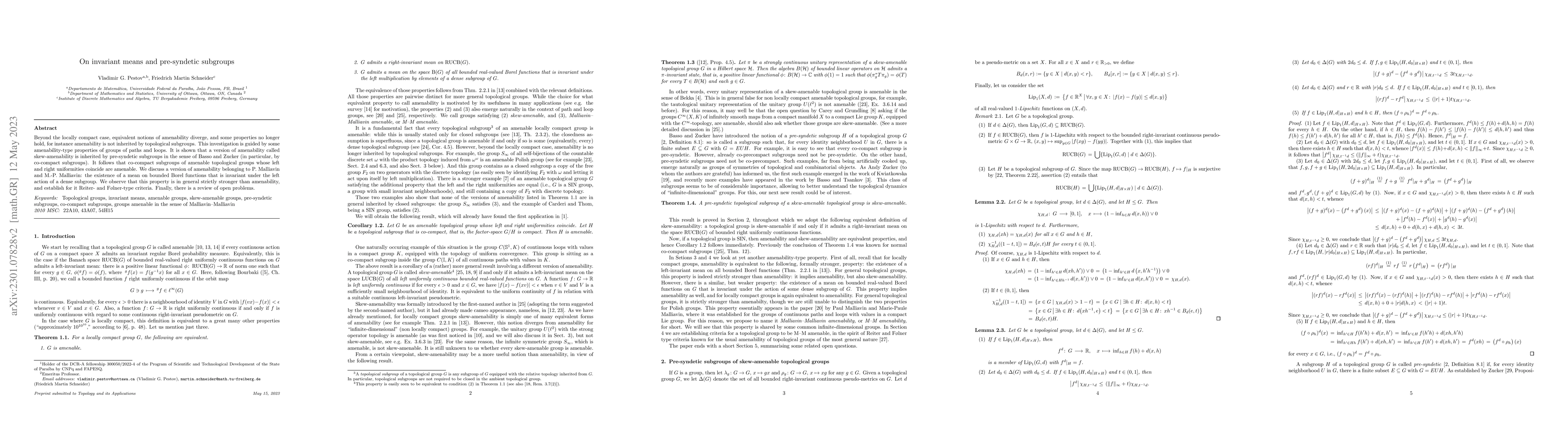 Thumbnail for On invariant means and pre-syndetic subgroups