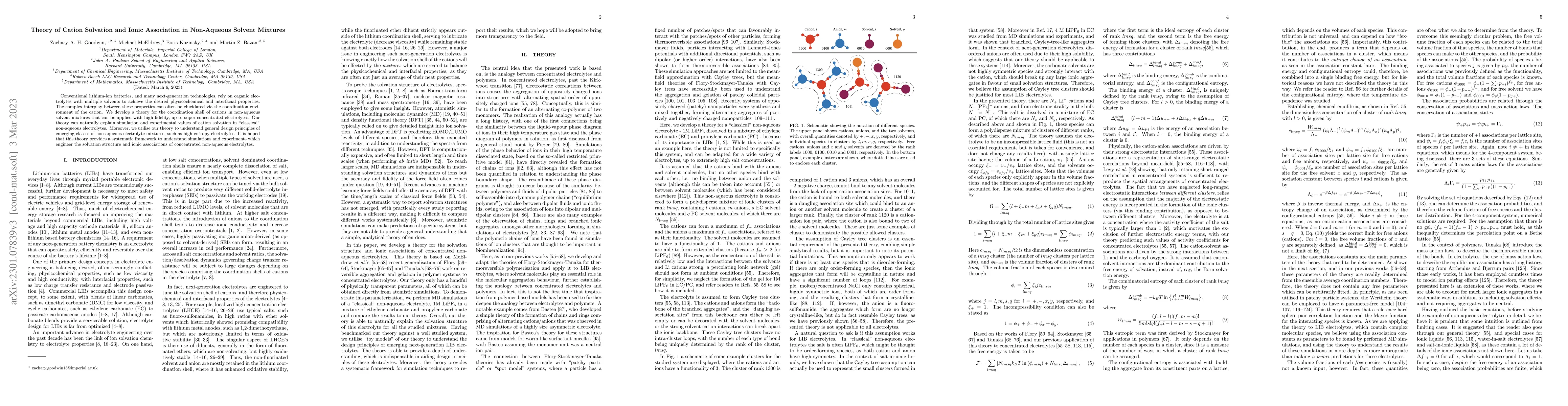 Thumbnail for Theory of Cation Solvation and Ionic Association in Non-Aqueous Solvent
  Mixtures