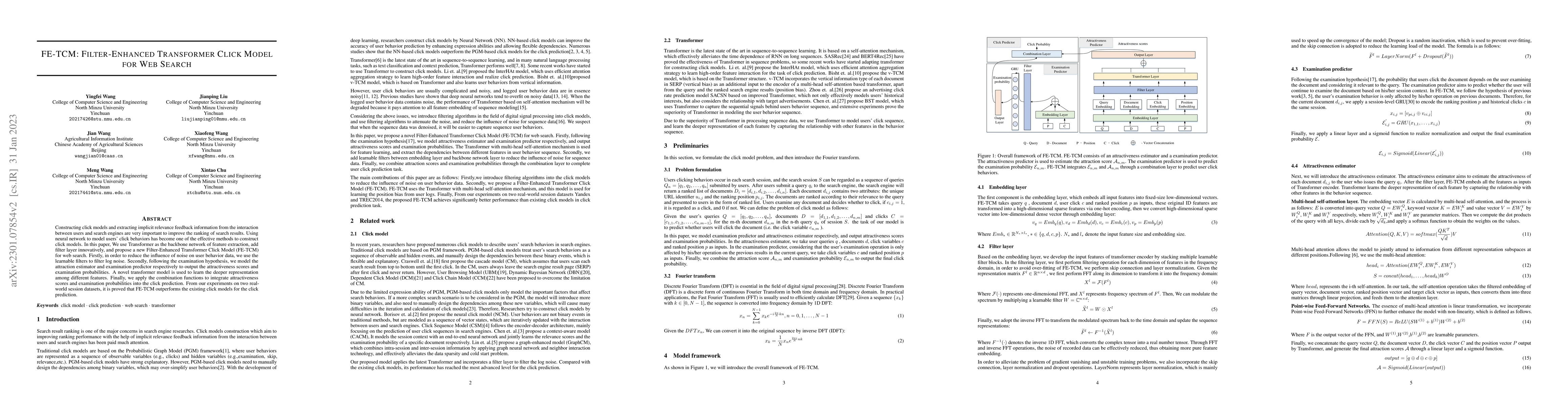 Thumbnail for FE-TCM: Filter-Enhanced Transformer Click Model for Web Search