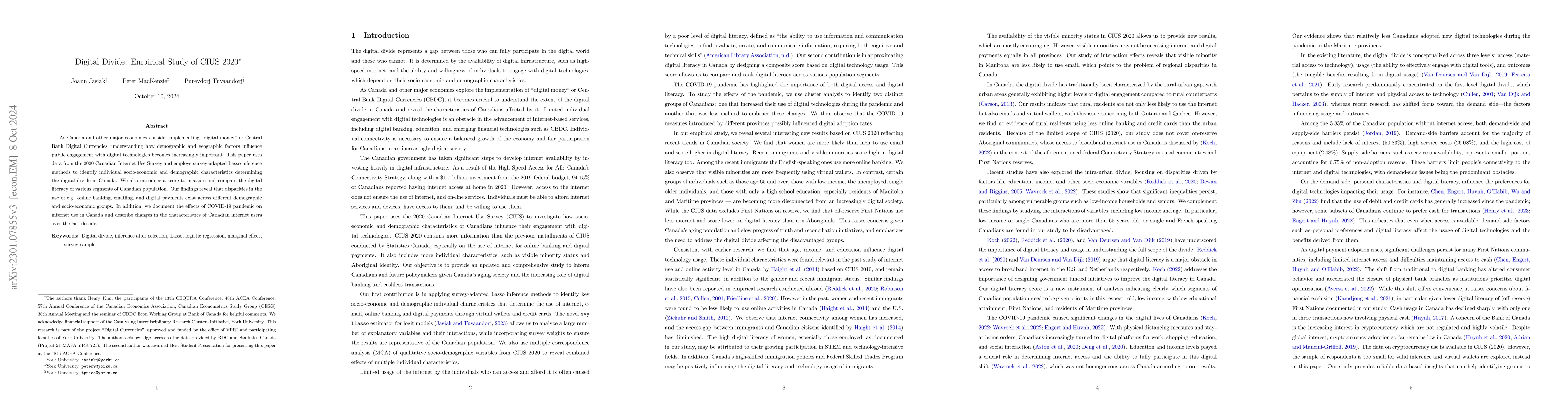 Thumbnail for Digital Divide: Empirical Study of CIUS 2020