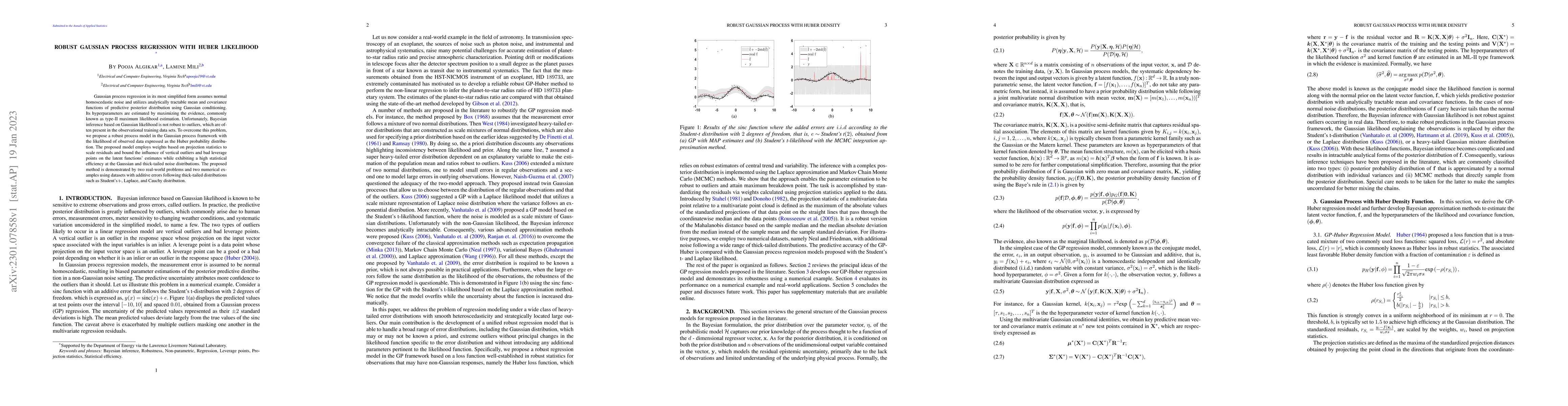 Thumbnail for Robust Gaussian Process Regression with Huber Likelihood