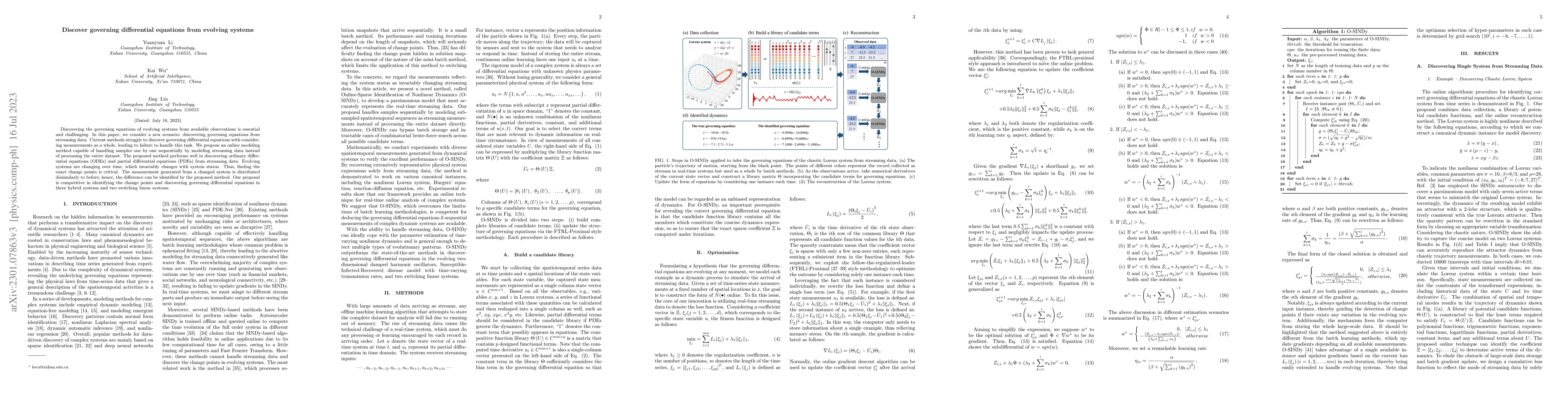 Thumbnail for Discover governing differential equations from evolving systems