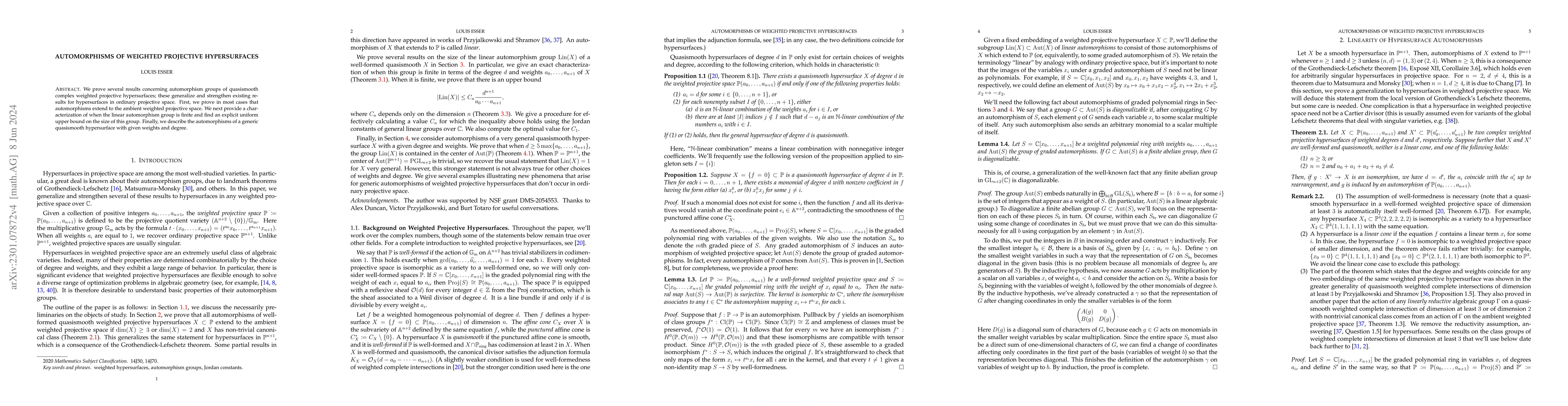 Thumbnail for Automorphisms of weighted projective hypersurfaces