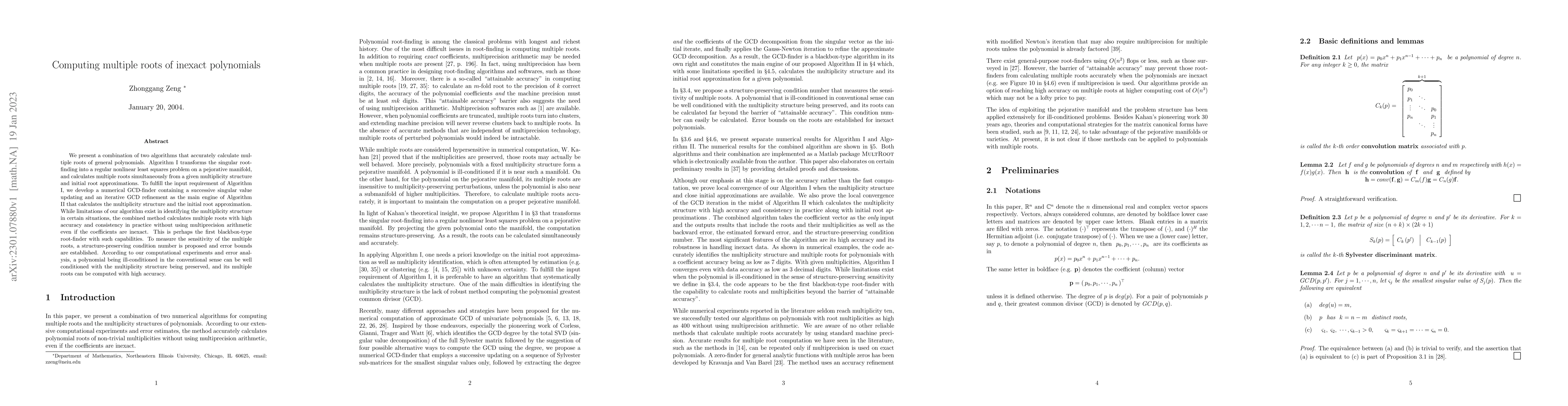 Thumbnail for Computing multiple roots of inexact polynomials