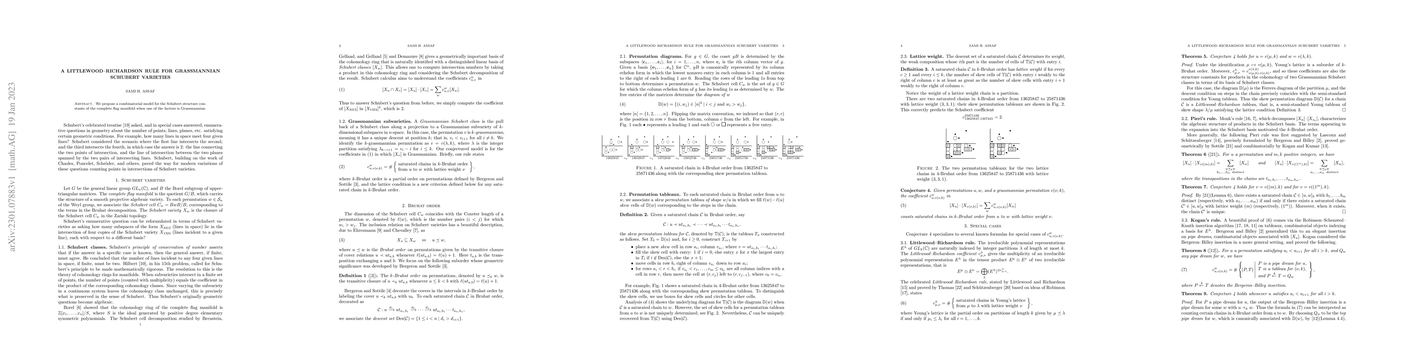 Thumbnail for A Littlewood-Richardson rule for Grassmannian Schubert varieties