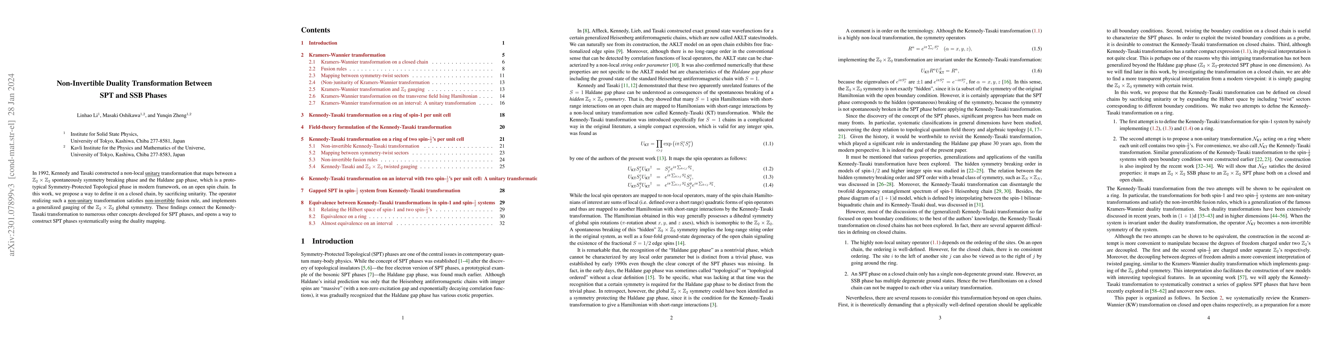 Thumbnail for Non-Invertible Duality Transformation Between SPT and SSB Phases