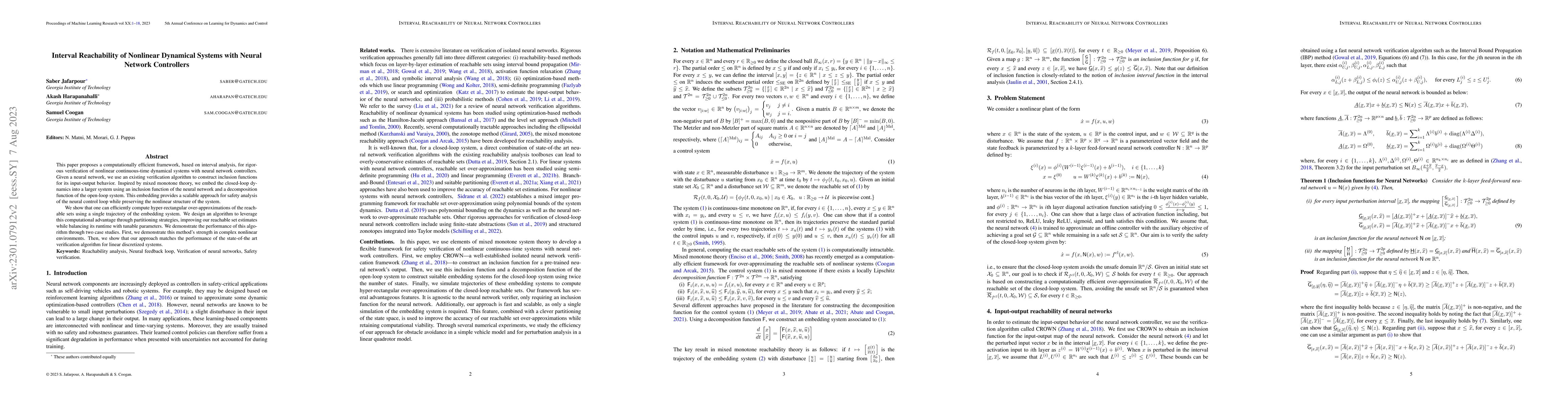 Thumbnail for Interval Reachability of Nonlinear Dynamical Systems with Neural Network
  Controllers