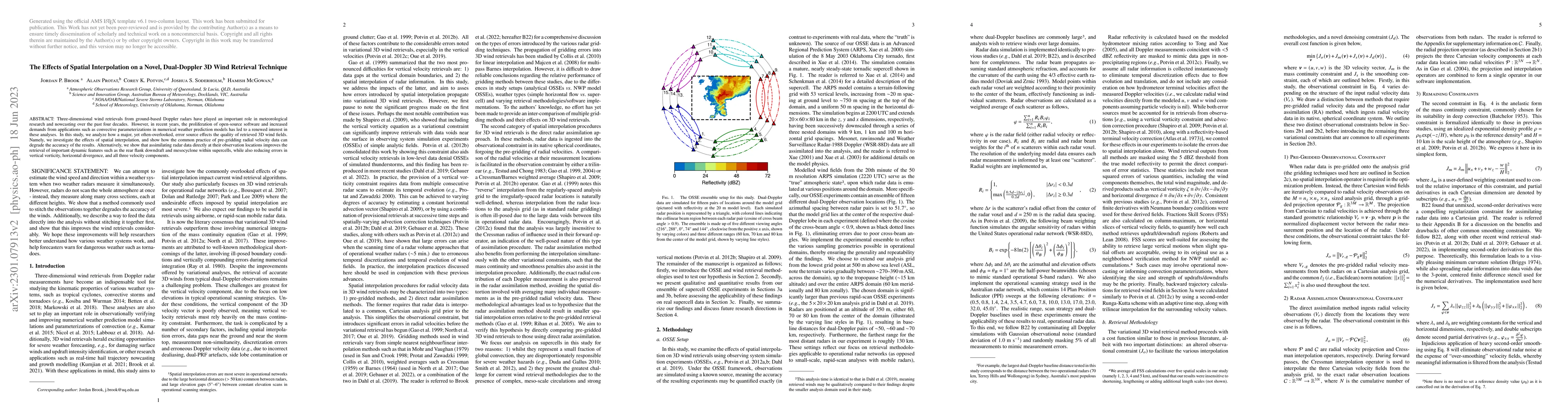 Thumbnail for The Effects of Spatial Interpolation on a Novel, Dual-Doppler 3D Wind
  Retrieval Technique