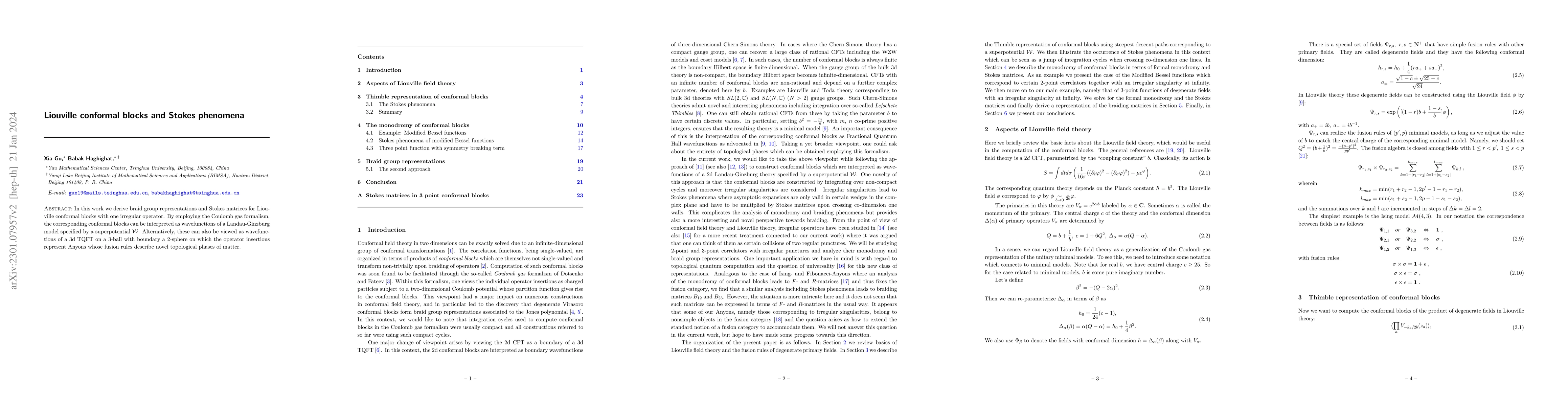 Thumbnail for Liouville conformal blocks and Stokes phenomena