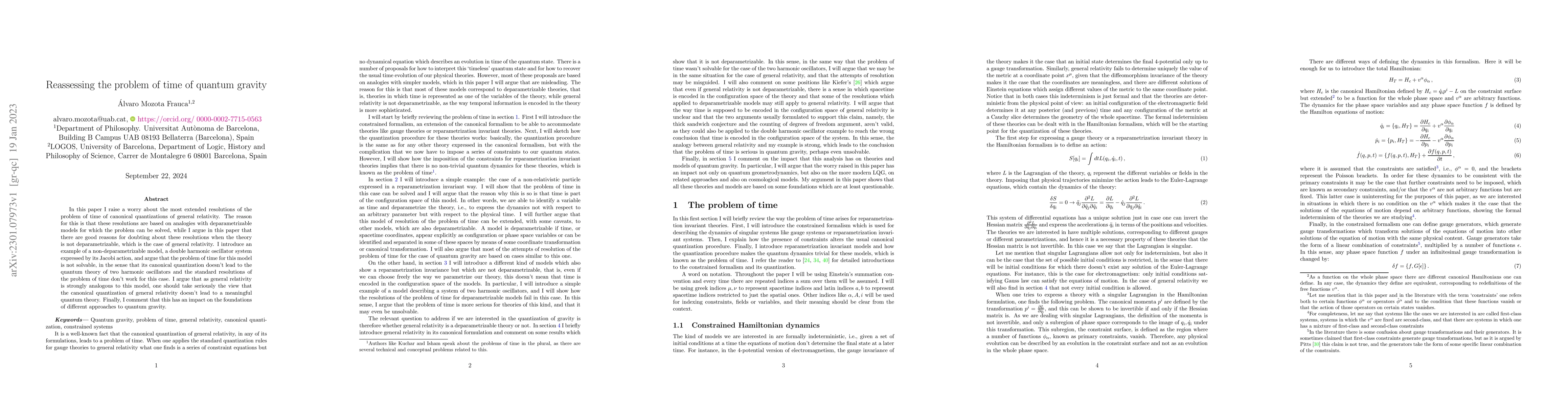 Thumbnail for Reassessing the problem of time of quantum gravity