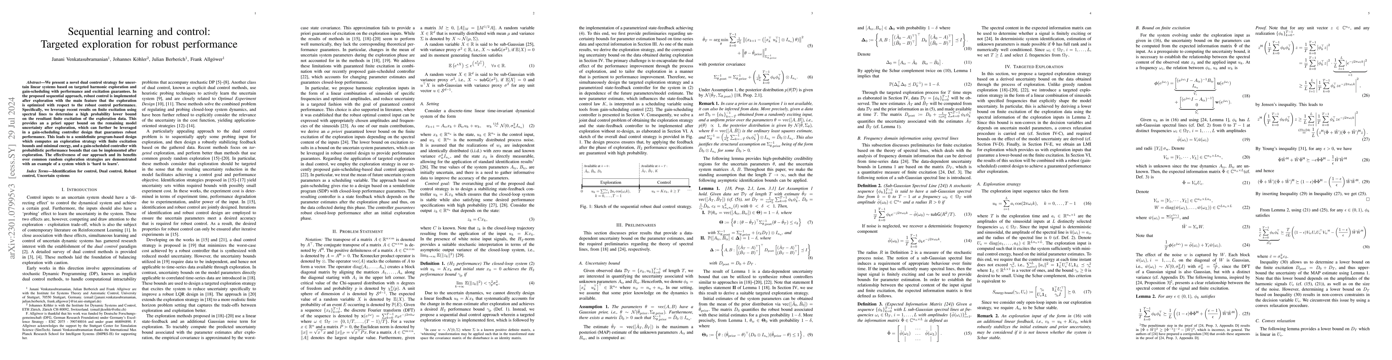 Thumbnail for Sequential learning and control: Targeted exploration for robust
  performance