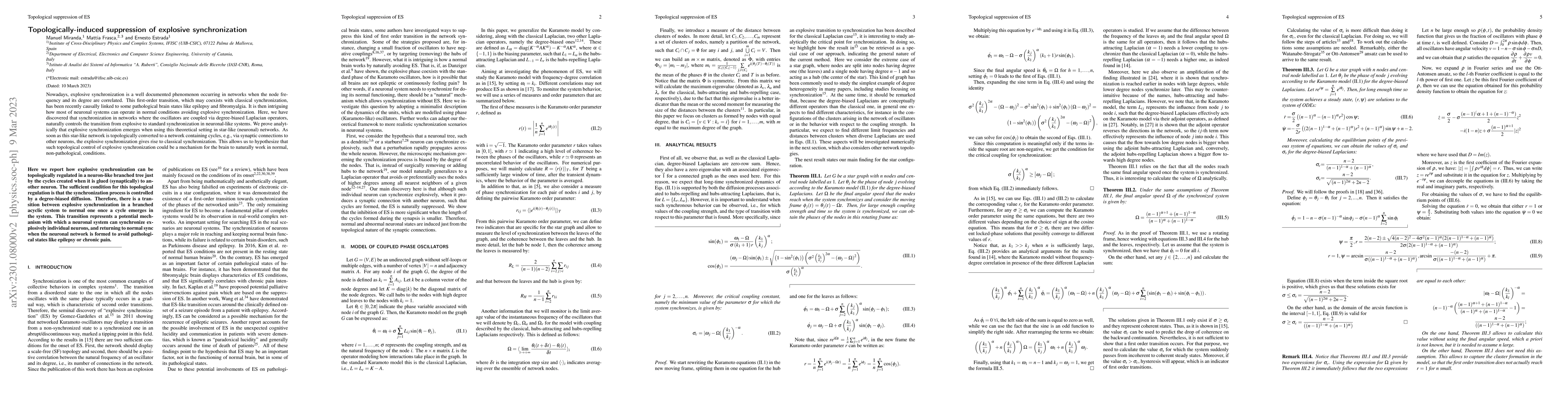 Thumbnail for Topologically-induced suppression of explosive synchronization