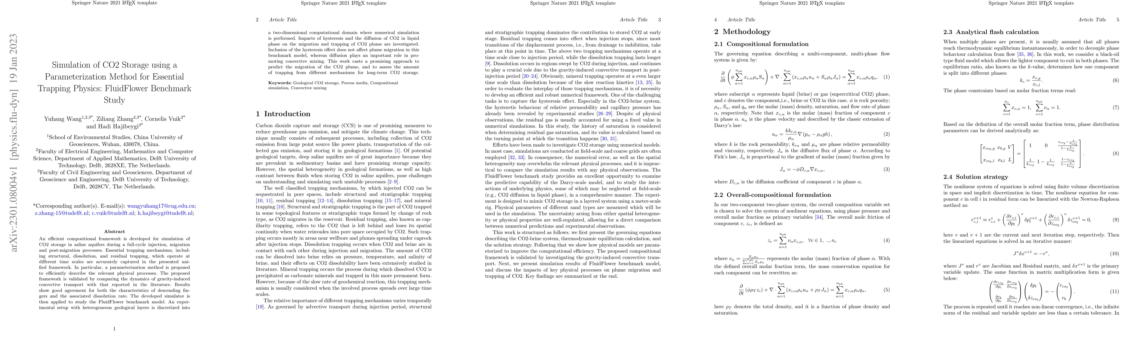Thumbnail for Simulation of CO2 Storage using a Parameterization Method for Essential
  Trapping Physics: FluidFlower Benchmark Study