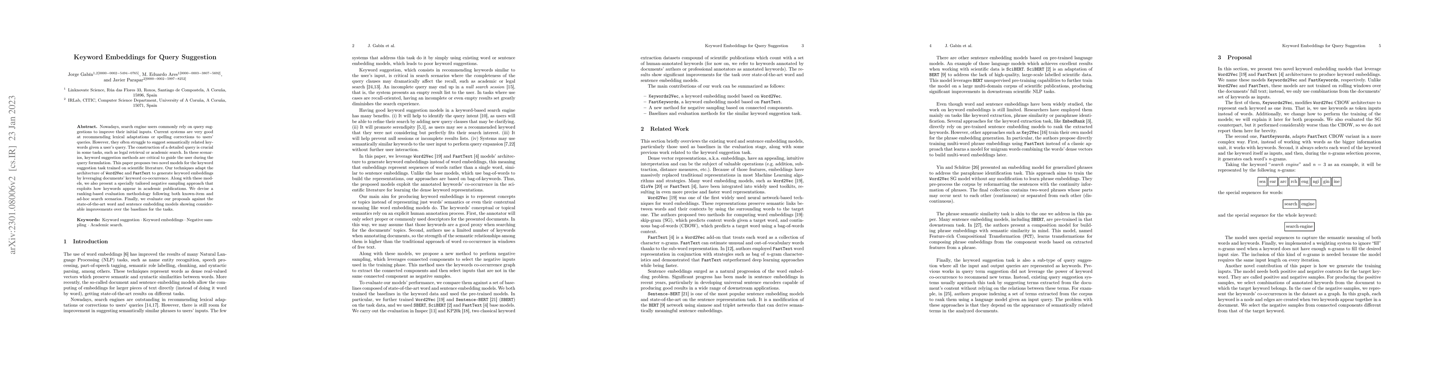 Thumbnail for Keyword Embeddings for Query Suggestion