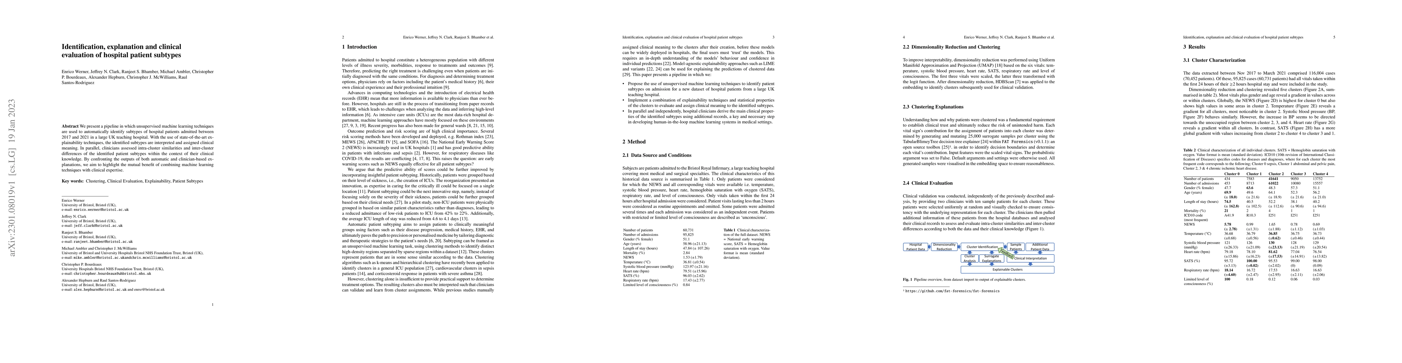 Thumbnail for Identification, explanation and clinical evaluation of hospital patient
  subtypes