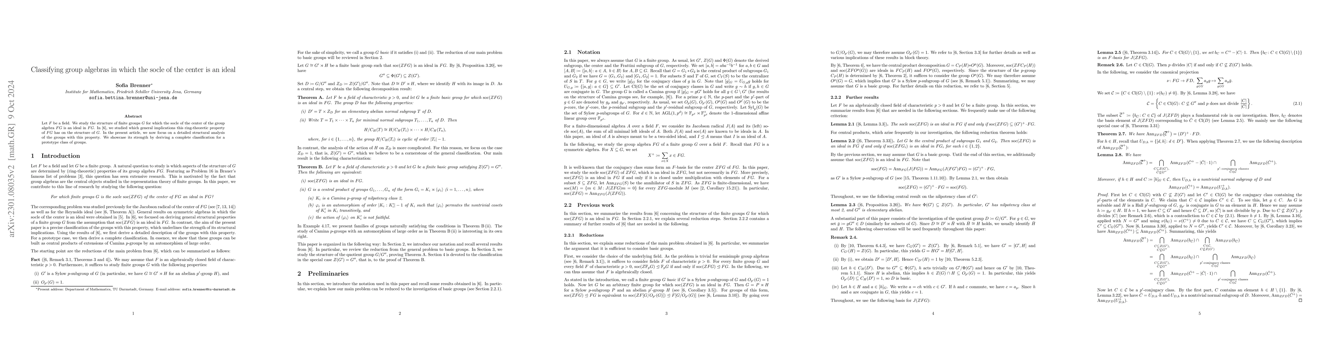 Thumbnail for Classifying group algebras in which the socle of the center is an ideal
