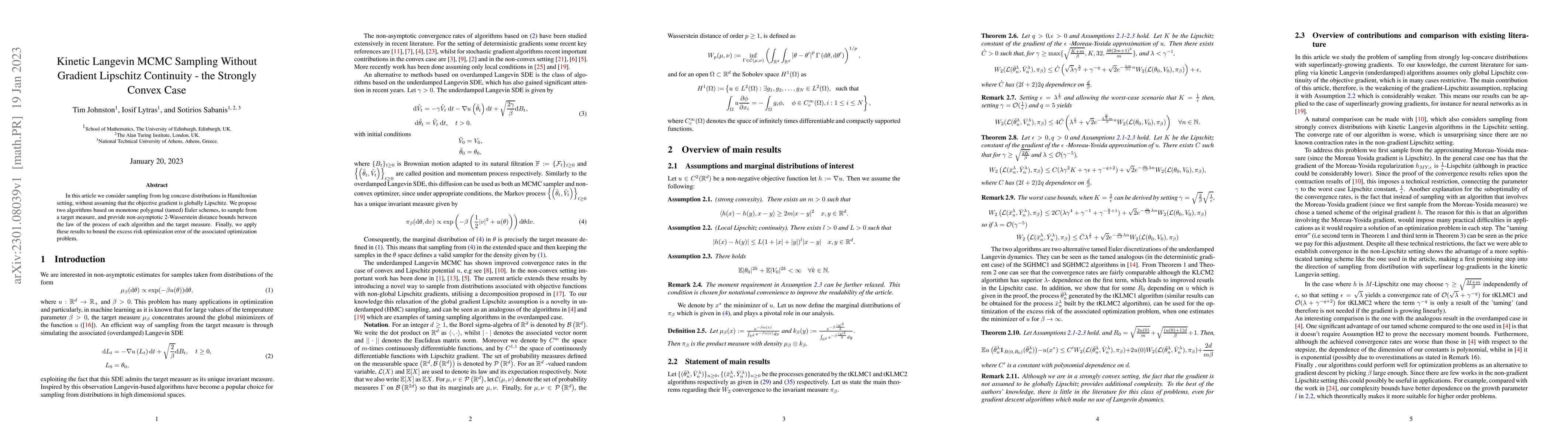 Thumbnail for Kinetic Langevin MCMC Sampling Without Gradient Lipschitz Continuity --
  the Strongly Convex Case