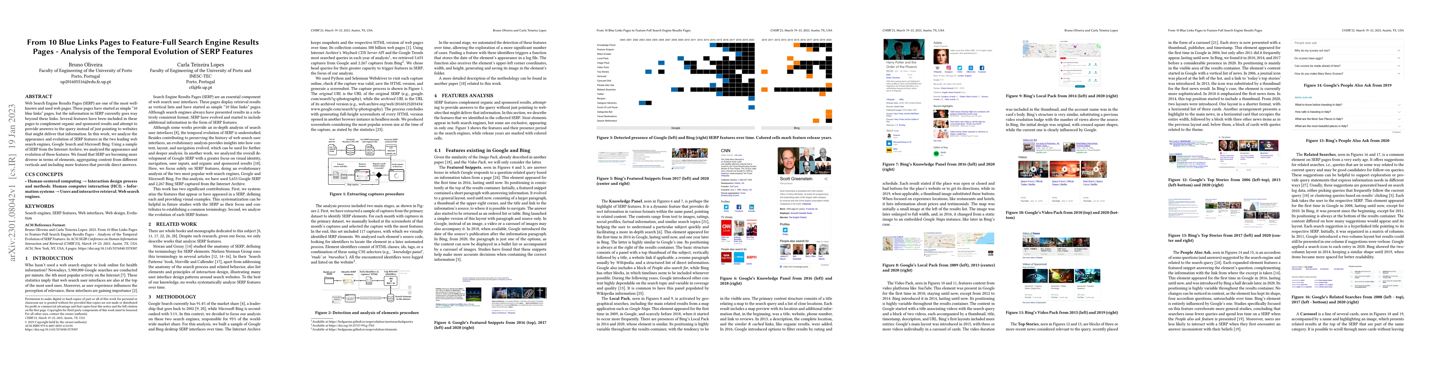 Thumbnail for From 10 Blue Links Pages to Feature-Full Search Engine Results Pages --
  Analysis of the Temporal Evolution of SERP Features