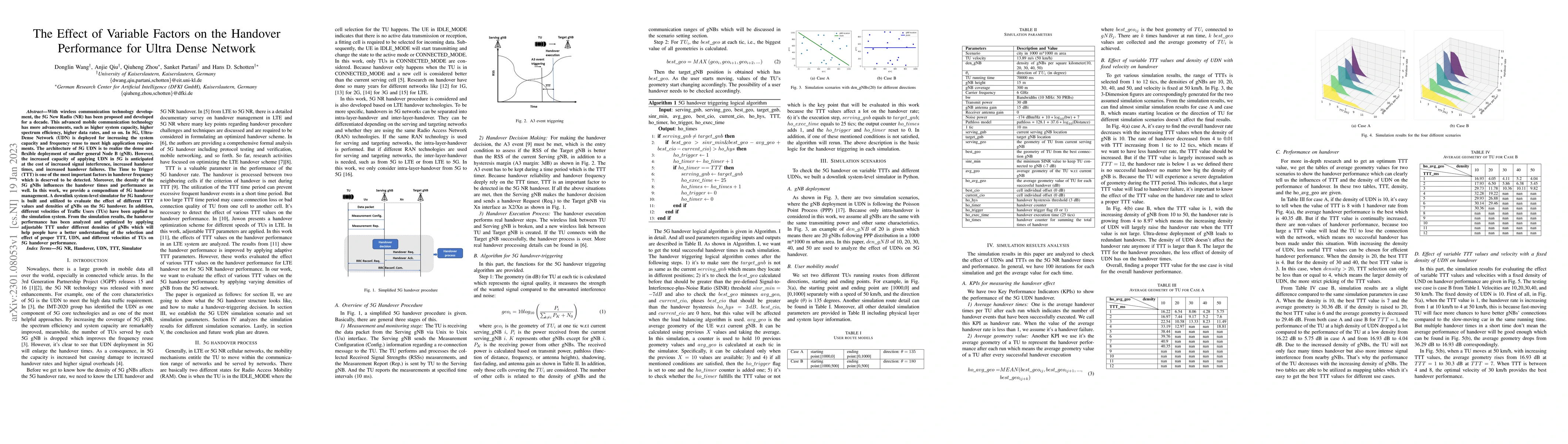 Thumbnail for The Effect of Variable Factors on the Handover Performance for Ultra
  Dense Network