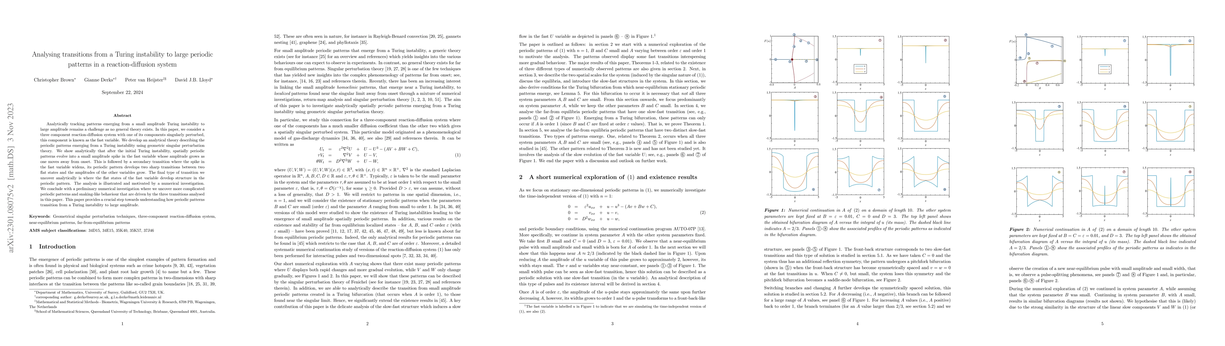 Thumbnail for Analysing transitions from a Turing instability to large periodic
  patterns in a reaction-diffusion system