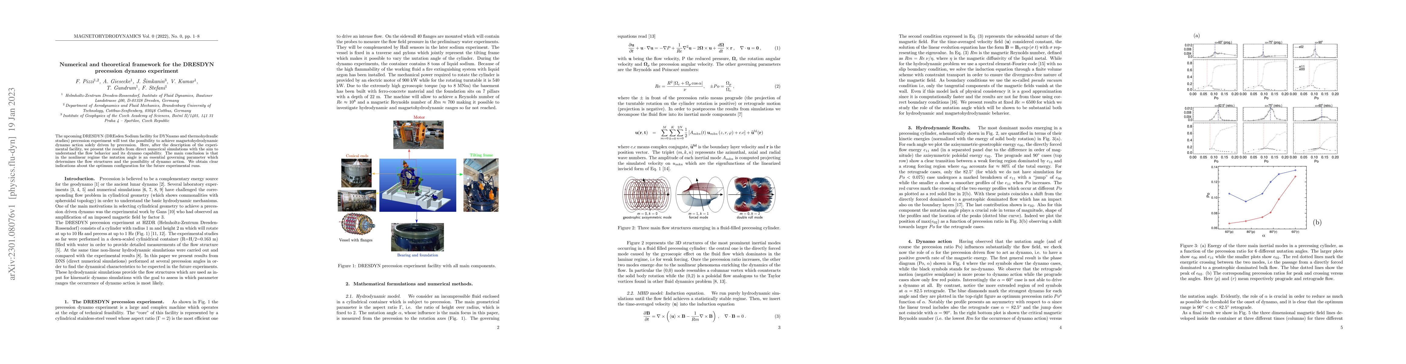 Thumbnail for Numerical and theoretical framework for the DRESDYN precession dynamo
  experiment