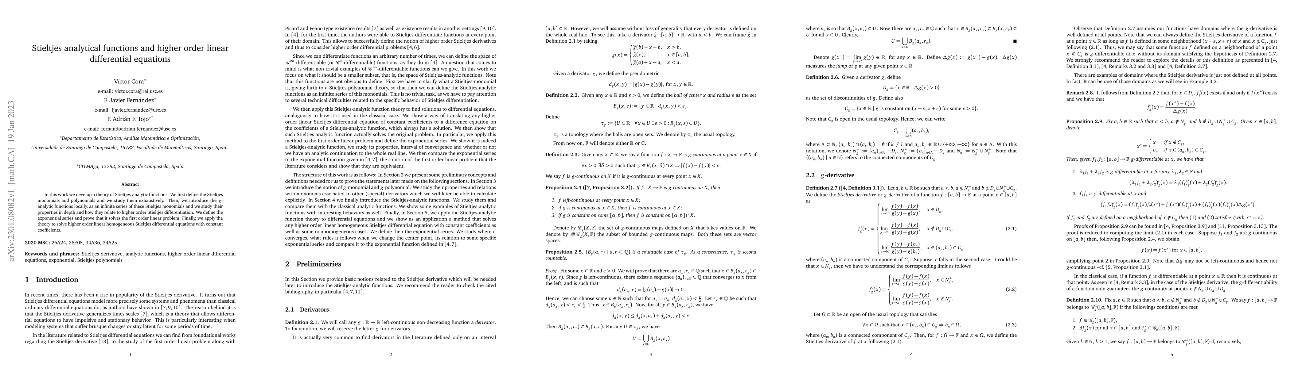 Thumbnail for Stieltjes analytical functions and higher order linear differential
  equations