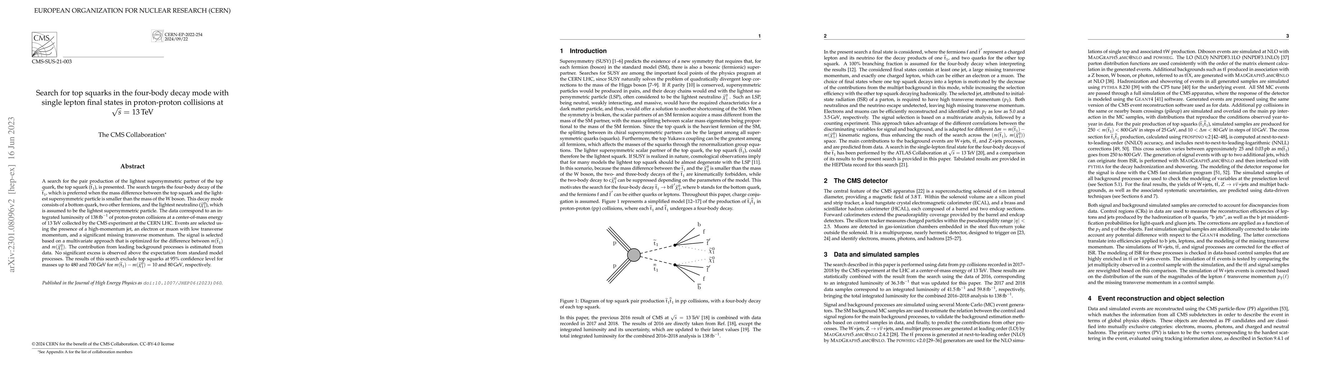 Thumbnail for Search for top squarks in the four-body decay mode with single lepton
  final states in proton-proton collisions at $\sqrt{s}$ = 13 TeV