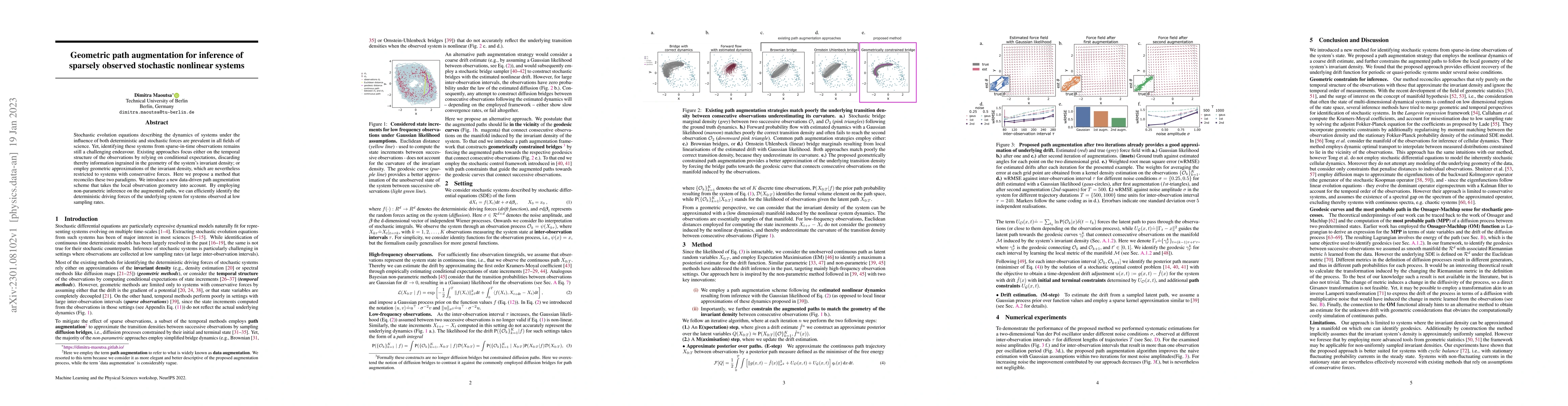 Thumbnail for Geometric path augmentation for inference of sparsely observed
  stochastic nonlinear systems