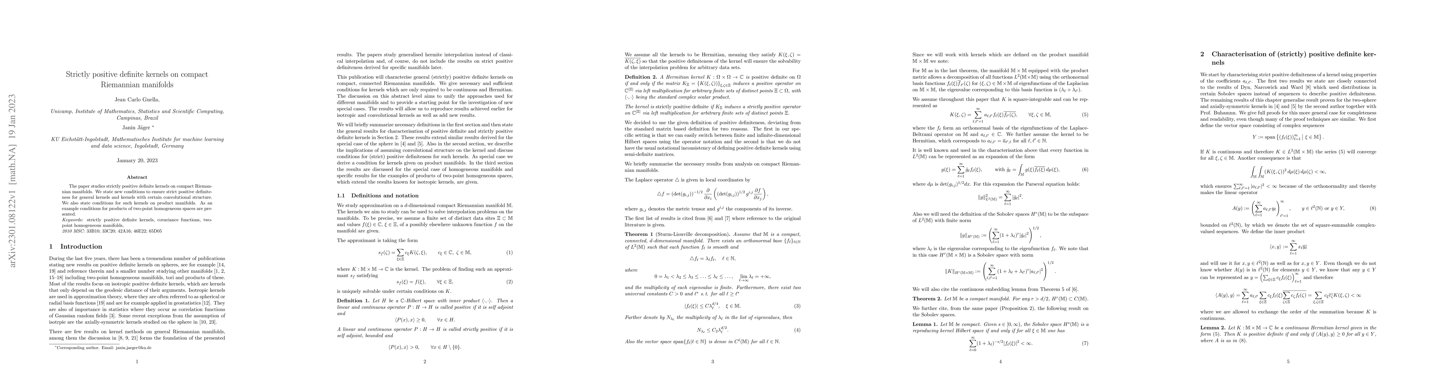 Thumbnail for Strictly positive definite kernels on compact Riemannian manifolds