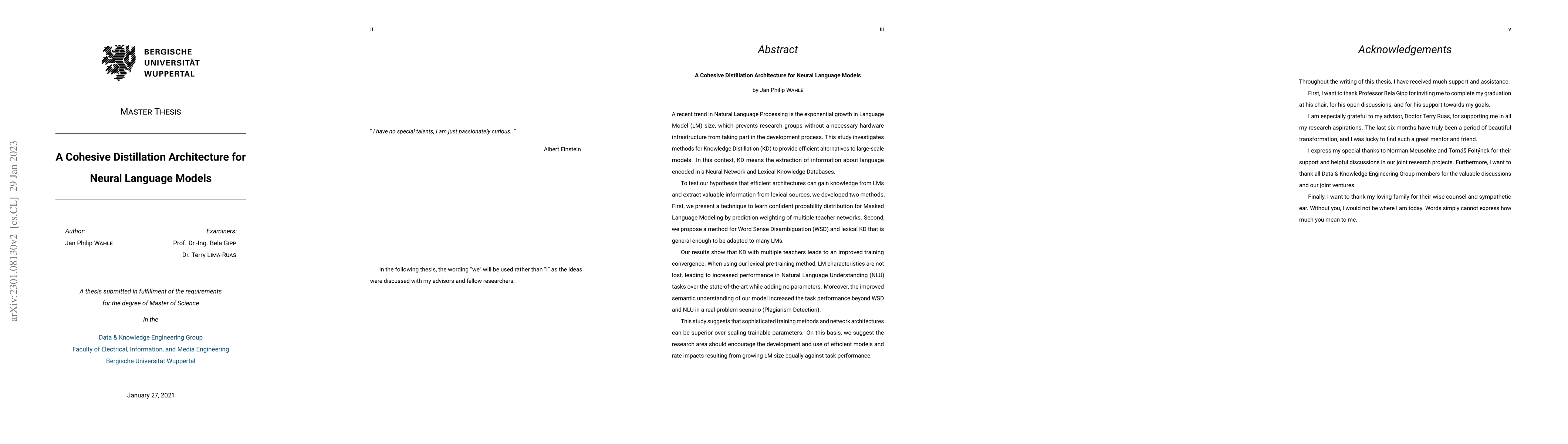 Thumbnail for A Cohesive Distillation Architecture for Neural Language Models