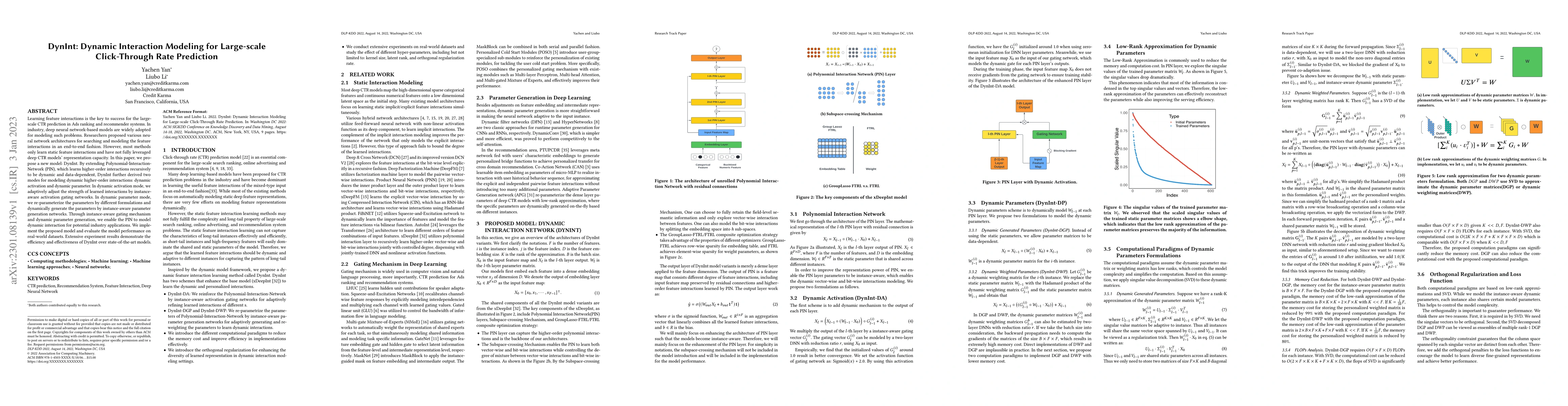 Thumbnail for DynInt: Dynamic Interaction Modeling for Large-scale Click-Through Rate
  Prediction