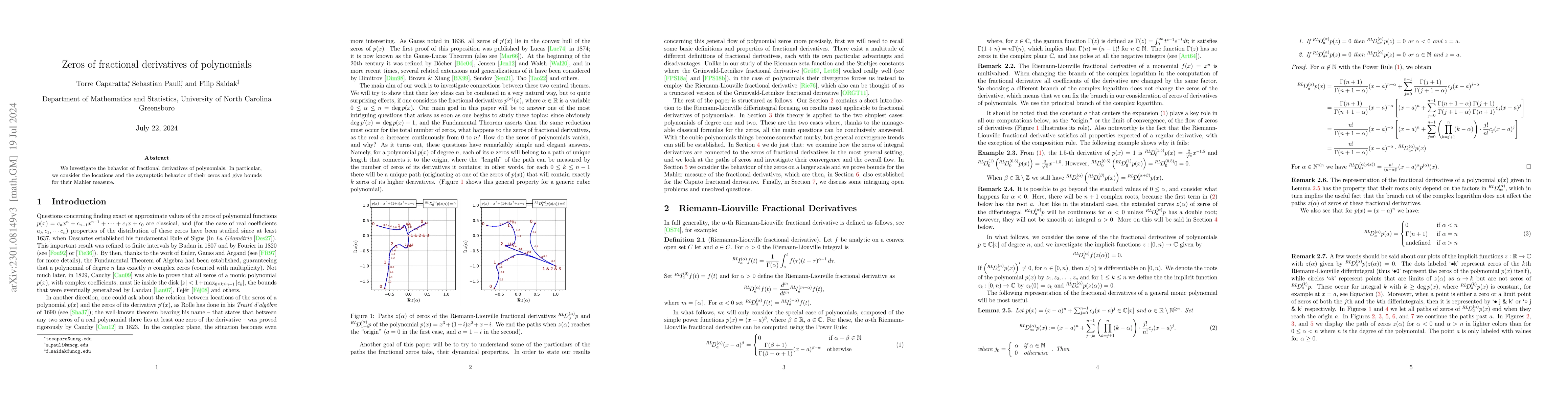 Thumbnail for Zeros of fractional derivatives of polynomials