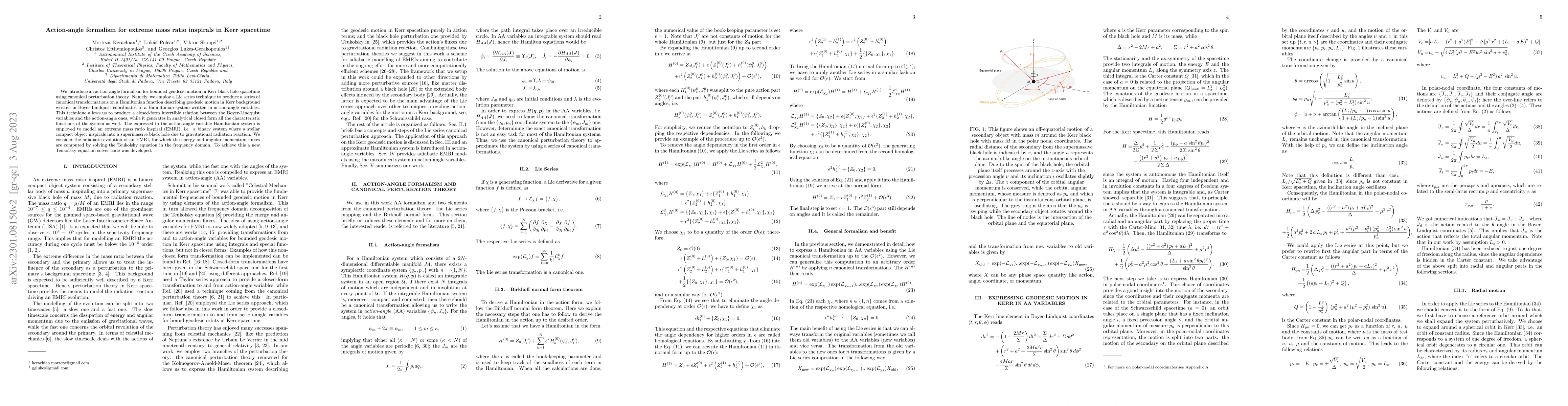 Thumbnail for Action-Angle formalism for extreme mass ratio inspirals in Kerr
  spacetime