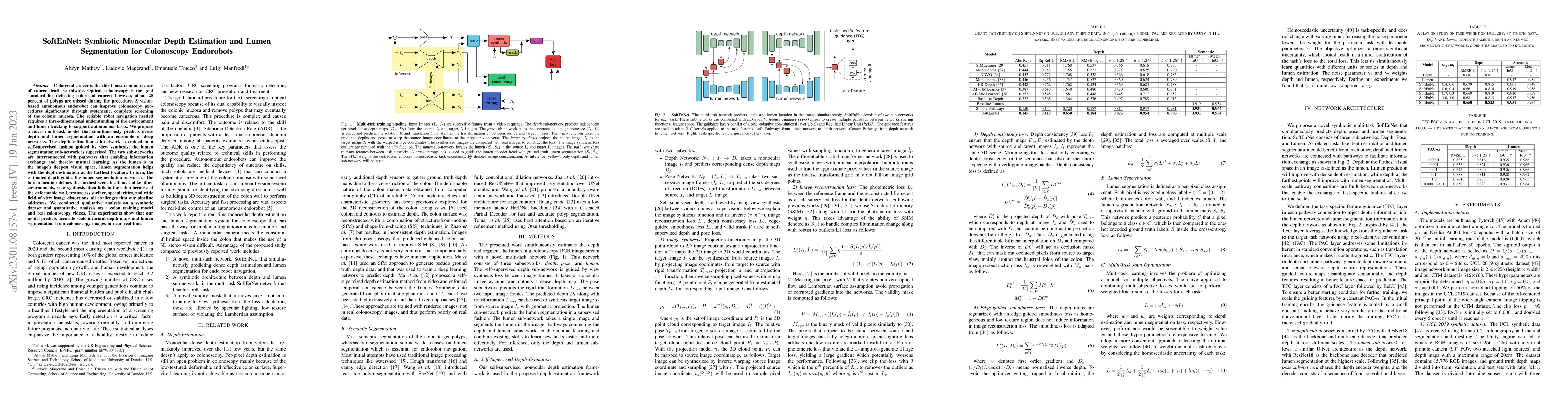 Thumbnail for SoftEnNet: Symbiotic Monocular Depth Estimation and Lumen Segmentation
  for Colonoscopy Endorobots