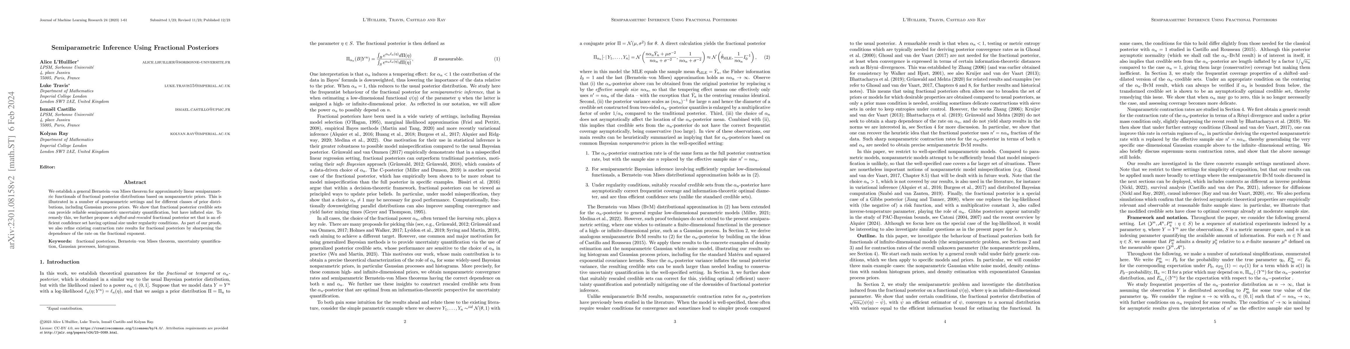 Thumbnail for Semiparametric inference using fractional posteriors