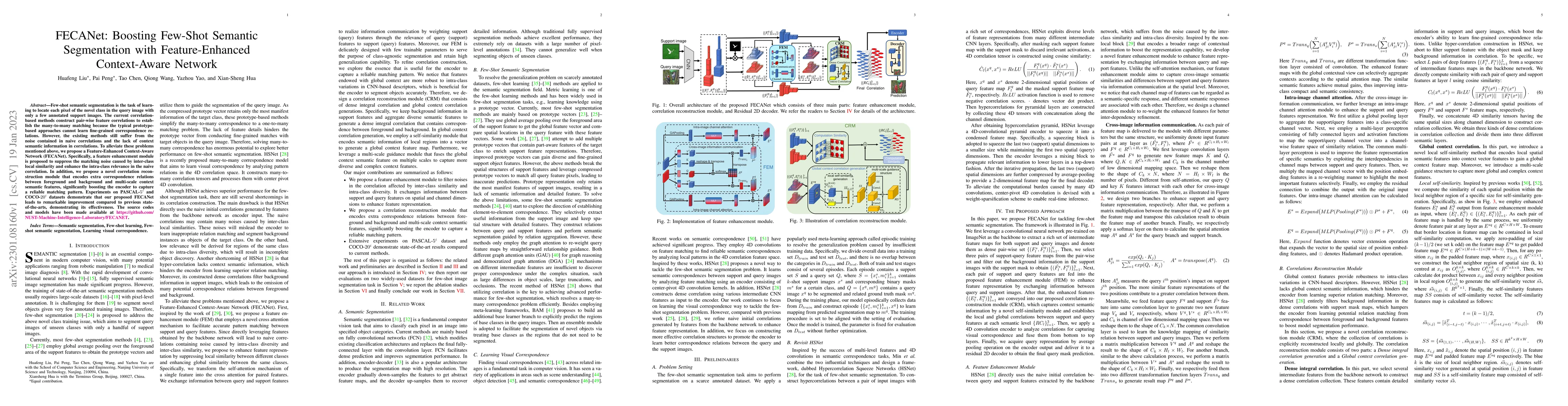 Thumbnail for FECANet: Boosting Few-Shot Semantic Segmentation with Feature-Enhanced
  Context-Aware Network