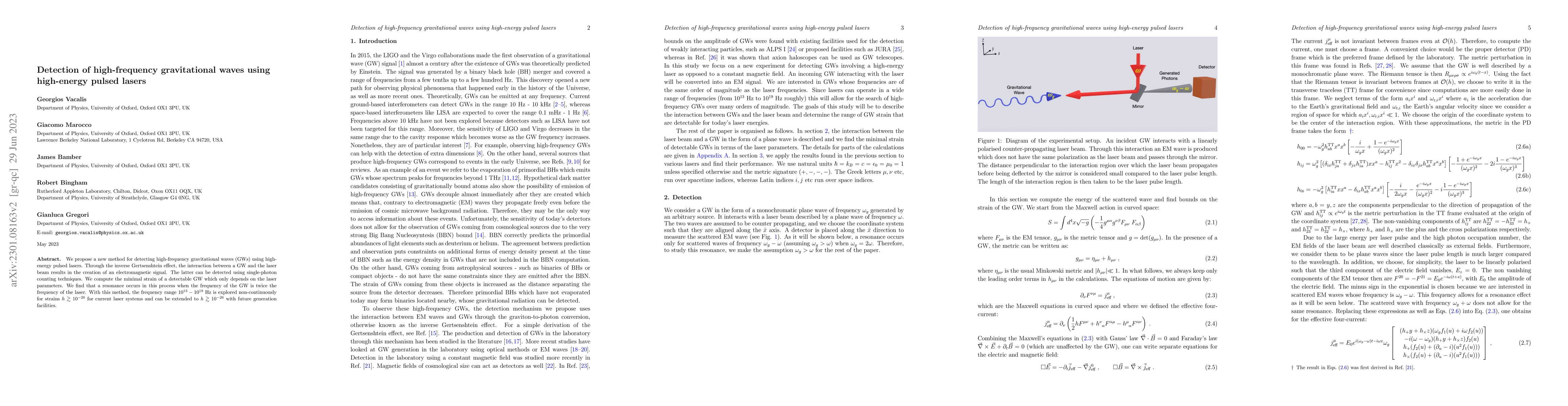 Thumbnail for Detection of high-frequency gravitational waves using high-energy pulsed
  lasers