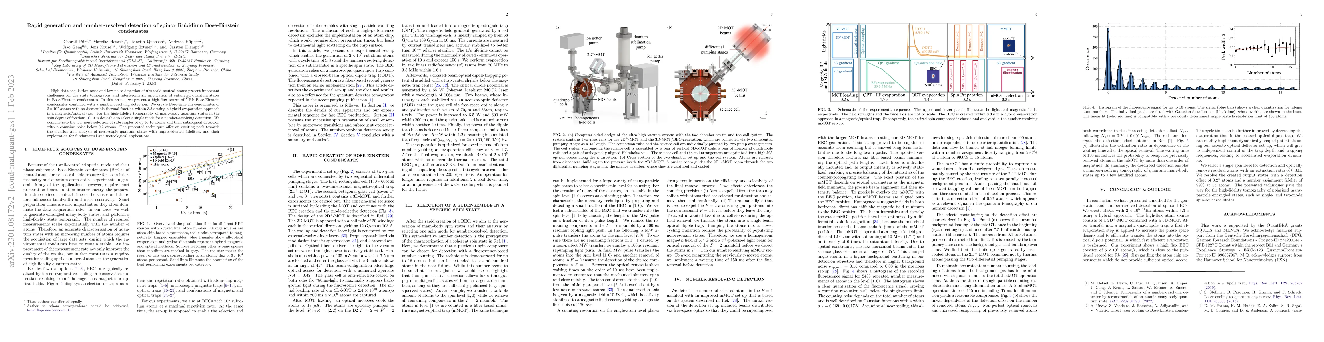 Thumbnail for Rapid generation and number-resolved detection of spinor Rubidium
  Bose-Einstein condensates