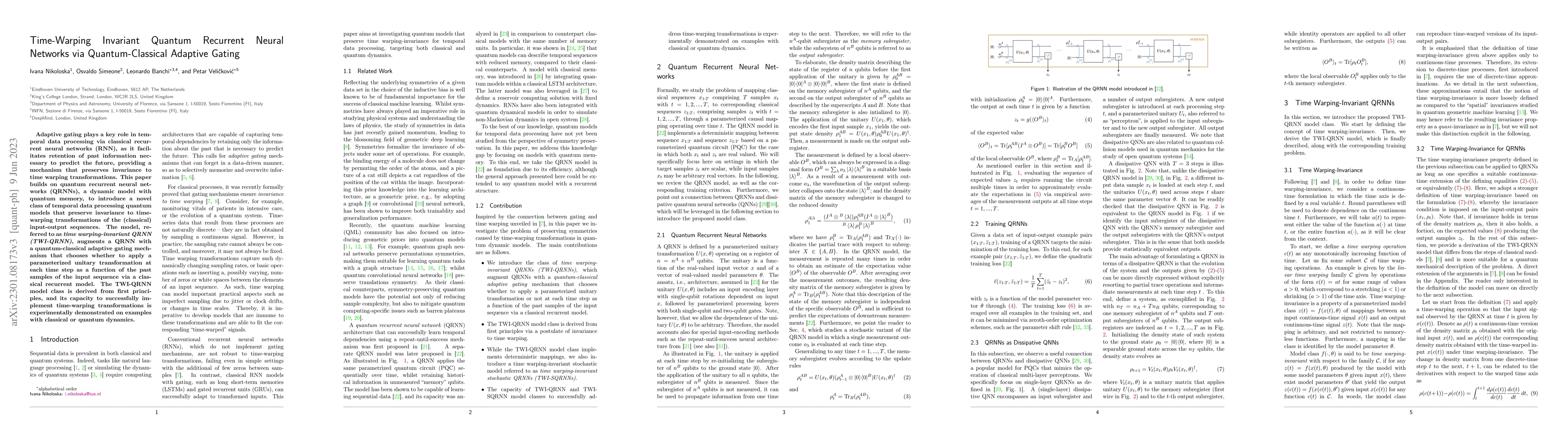 Thumbnail for Time-Warping Invariant Quantum Recurrent Neural Networks via
  Quantum-Classical Adaptive Gating