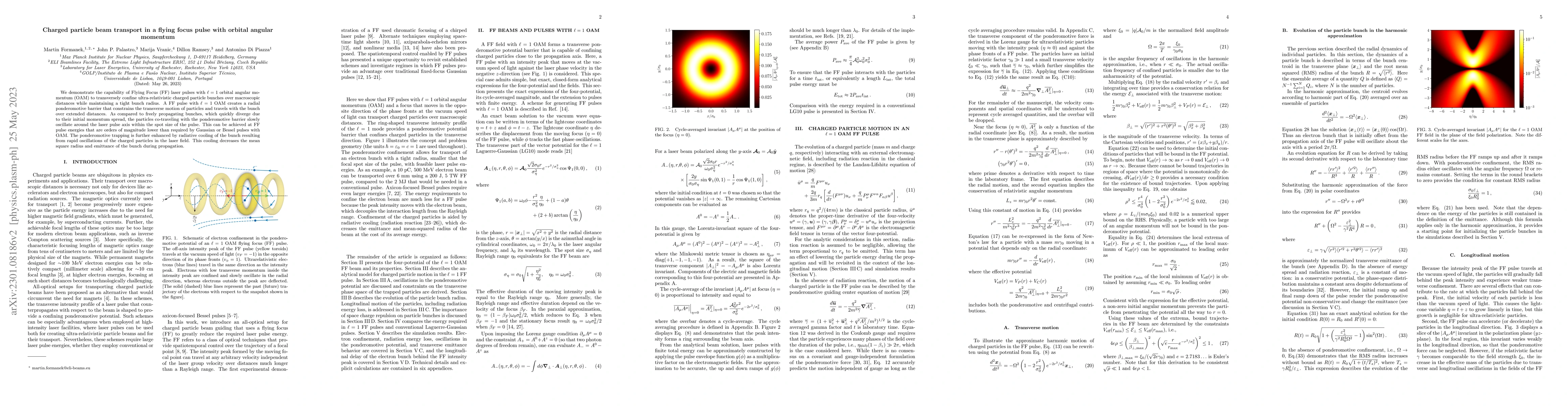 Thumbnail for Charged particle beam transport in a flying focus pulse with orbital
  angular momentum