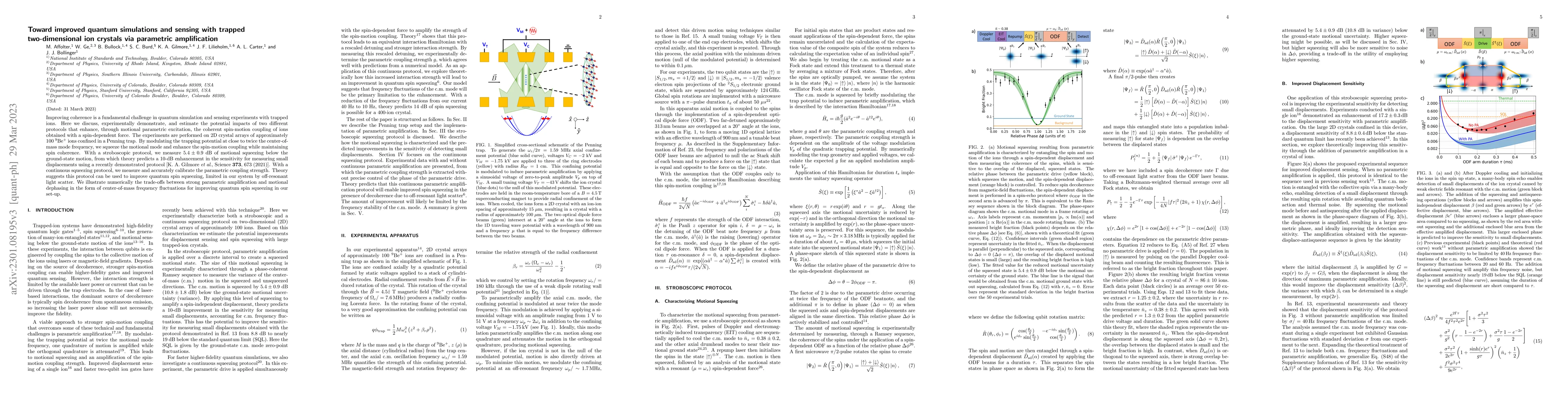 Thumbnail for Towards Improved Quantum Simulations and Sensing with Trapped 2D Ion
  Crystals via Parametric Amplification