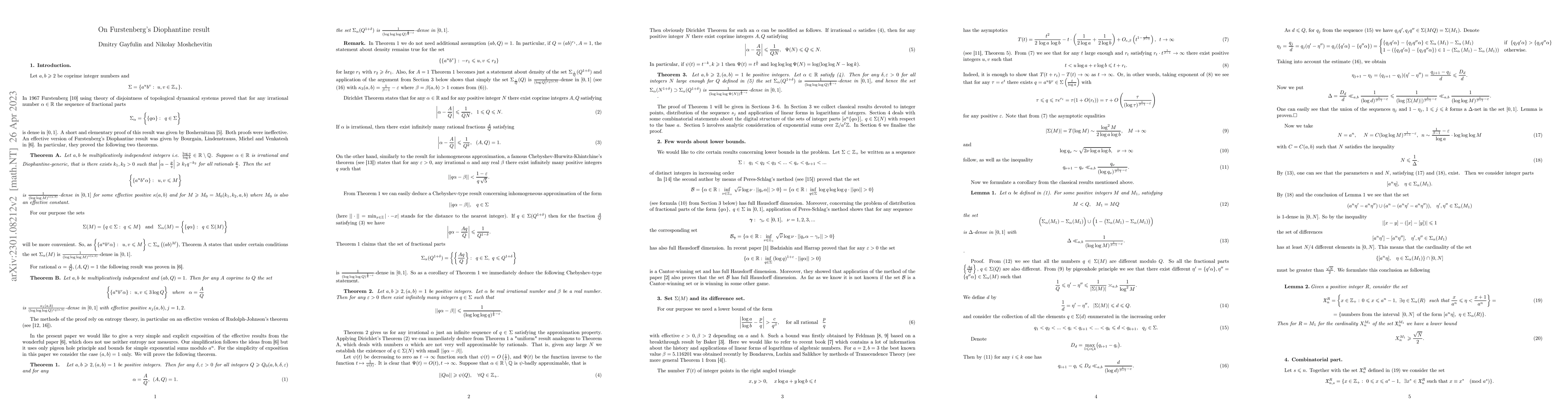 Thumbnail for On Furstenberg's Diophantine result