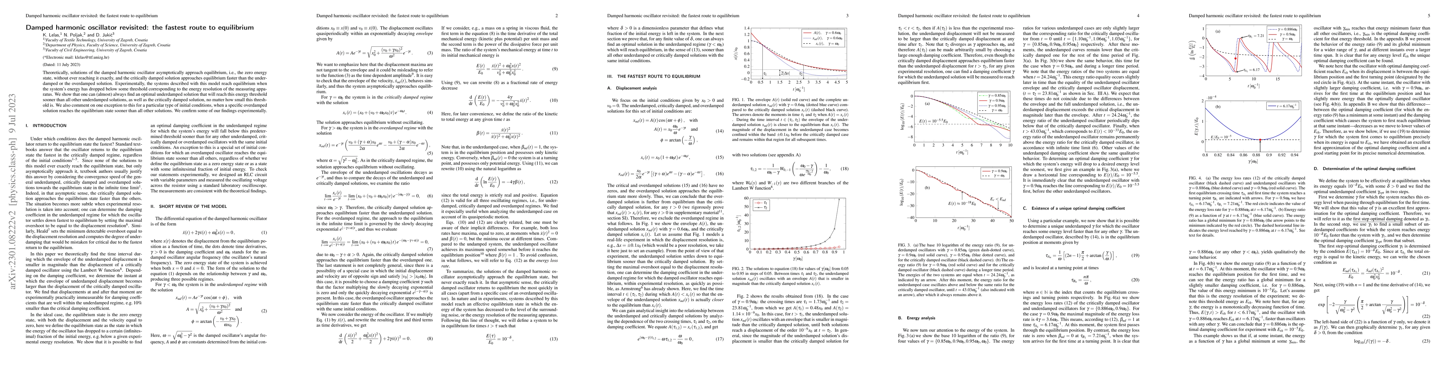 Thumbnail for Damped harmonic oscillator revisited: the fastest route to equilibrium