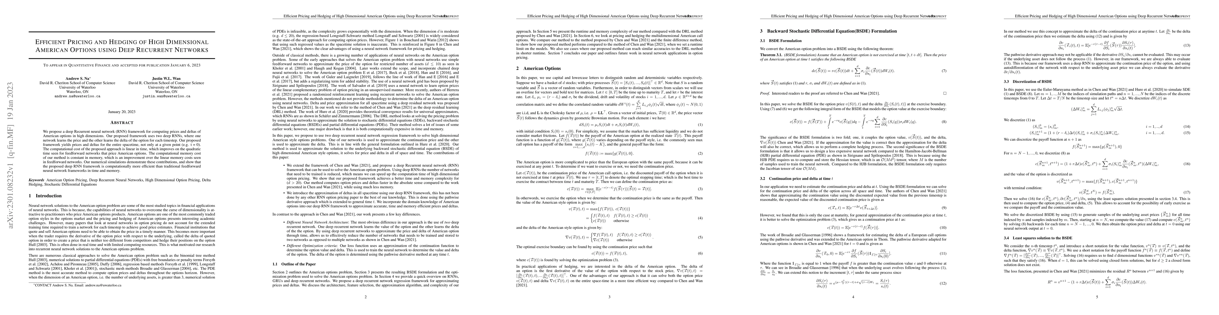Thumbnail for Efficient Pricing and Hedging of High Dimensional American Options Using
  Recurrent Networks