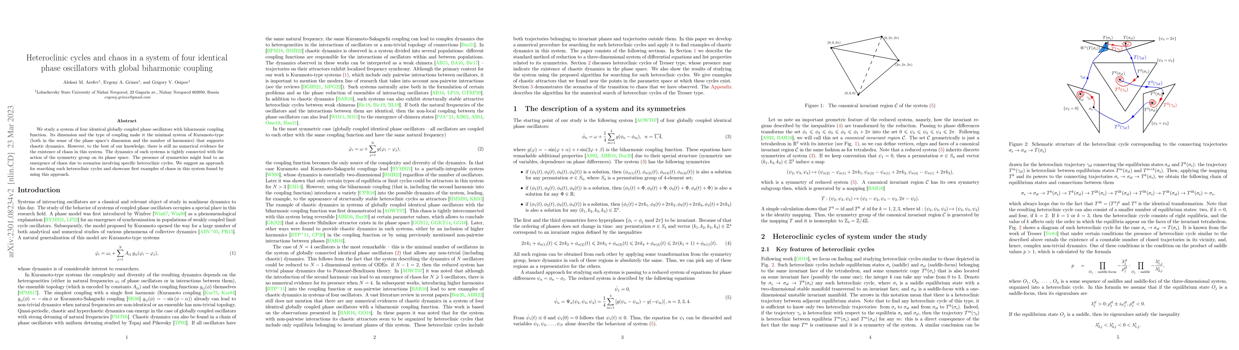 Thumbnail for Heteroclinic cycles and chaos in a system of four identical phase
  oscillators with global biharmonic coupling