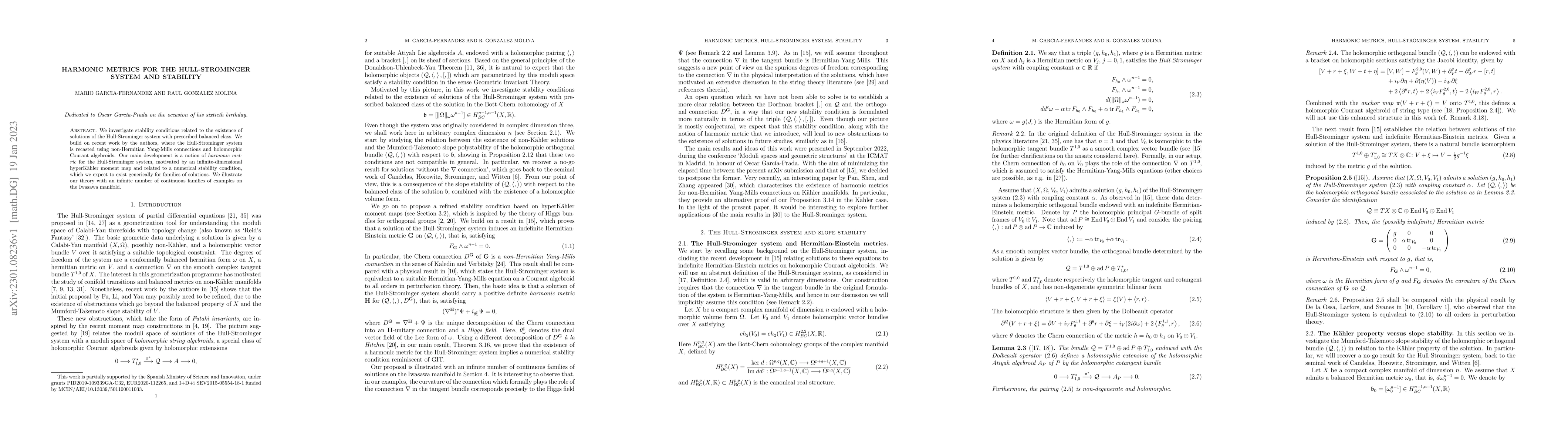 Thumbnail for Harmonic metrics for the Hull-Strominger system and stability