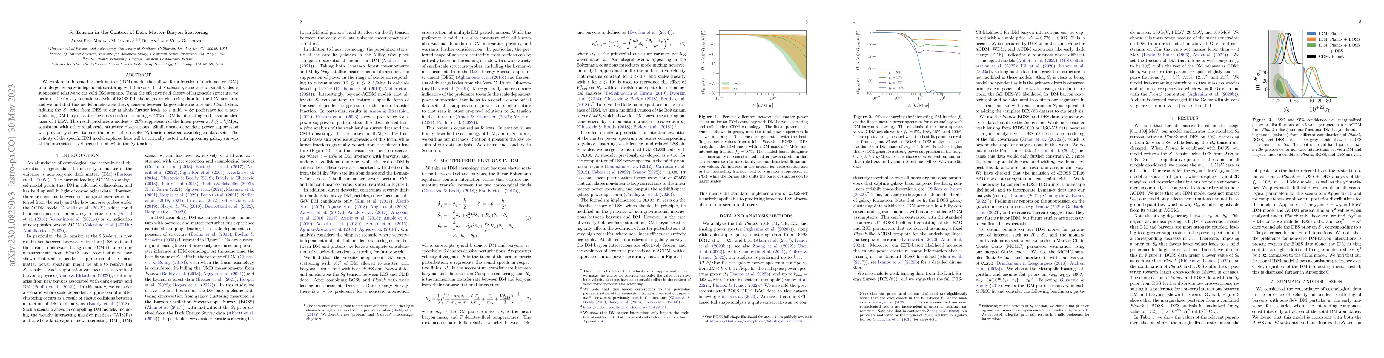 Thumbnail for $S_8$ Tension in the Context of Dark Matter-Baryon Scattering