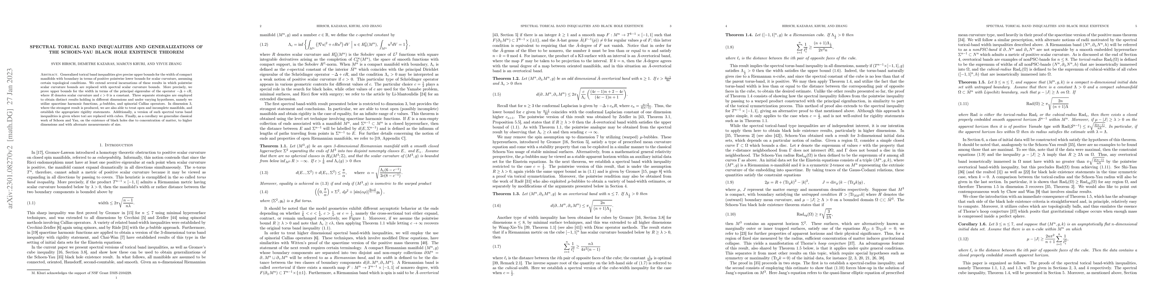 Thumbnail for Spectral Torical Band Inequalities and Generalizations of the Schoen-Yau
  Black Hole Existence Theorem