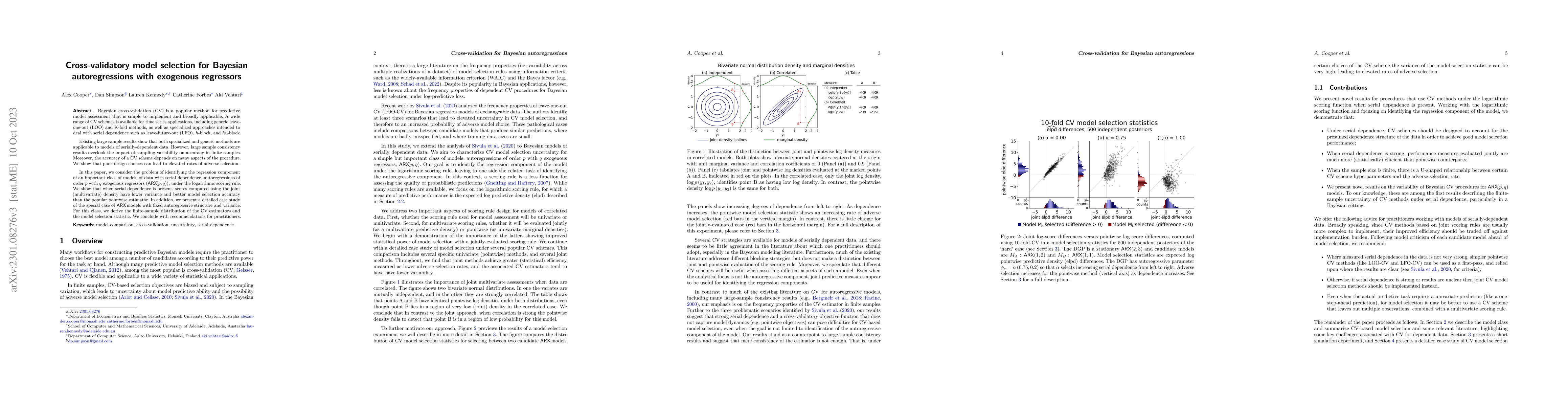 Thumbnail for Cross-validatory model selection for Bayesian autoregressions with
  exogenous regressors